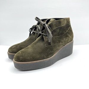 Aquatalia Women’s Size 9.5 Olive Green Suede Wedges  Boots Fall Casual Work Date